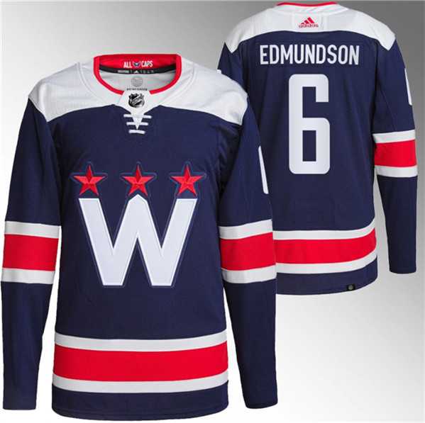 Men%27s Washington Capitals #6 Joel Edmundson Navy Stitched Jersey->winnipeg jets->NHL Jersey